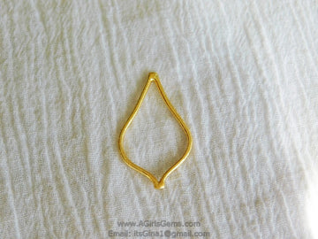 Brushed Gold Marquis Arrowhead Charm, 10 PCS Teardrop Brushed Gold Pendants 18x30 mm Frame, DIY Earrings Connectors